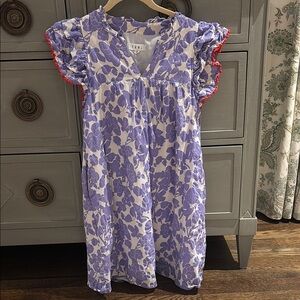 Purple and white ruffle sleeve dress